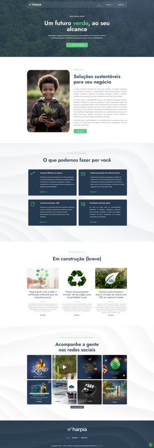Site da Harpia Sustentável desenvolvido pela Verum Web
